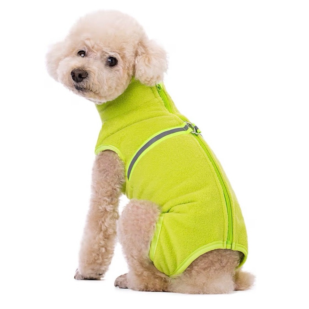 Lime Green Dog Recovery Suit, Size XXL,Warm Fleece Dog Surgery Suit